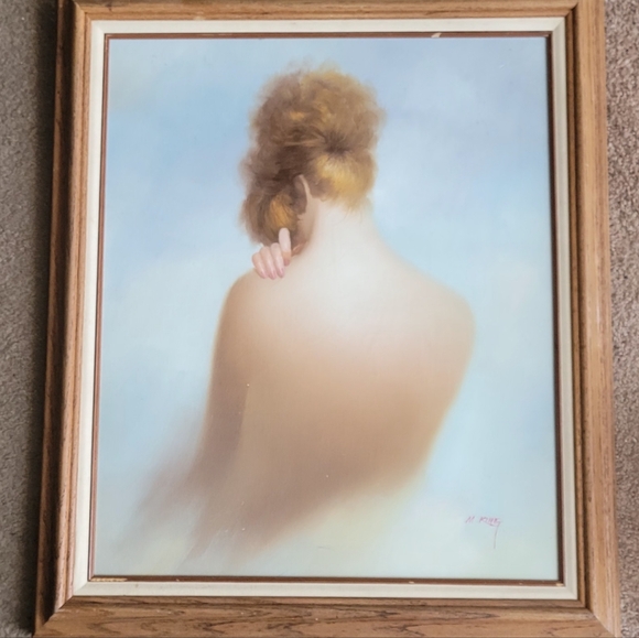 BEAUTIFUL VINTAGE 25X29 " FRAMED OIL ON CANVAS PAINTING SIGNED BY M. KING - Picture 14 of 14